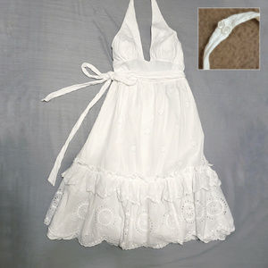 MARC JACOB White Dress Ruffle Hemline Halter Strap